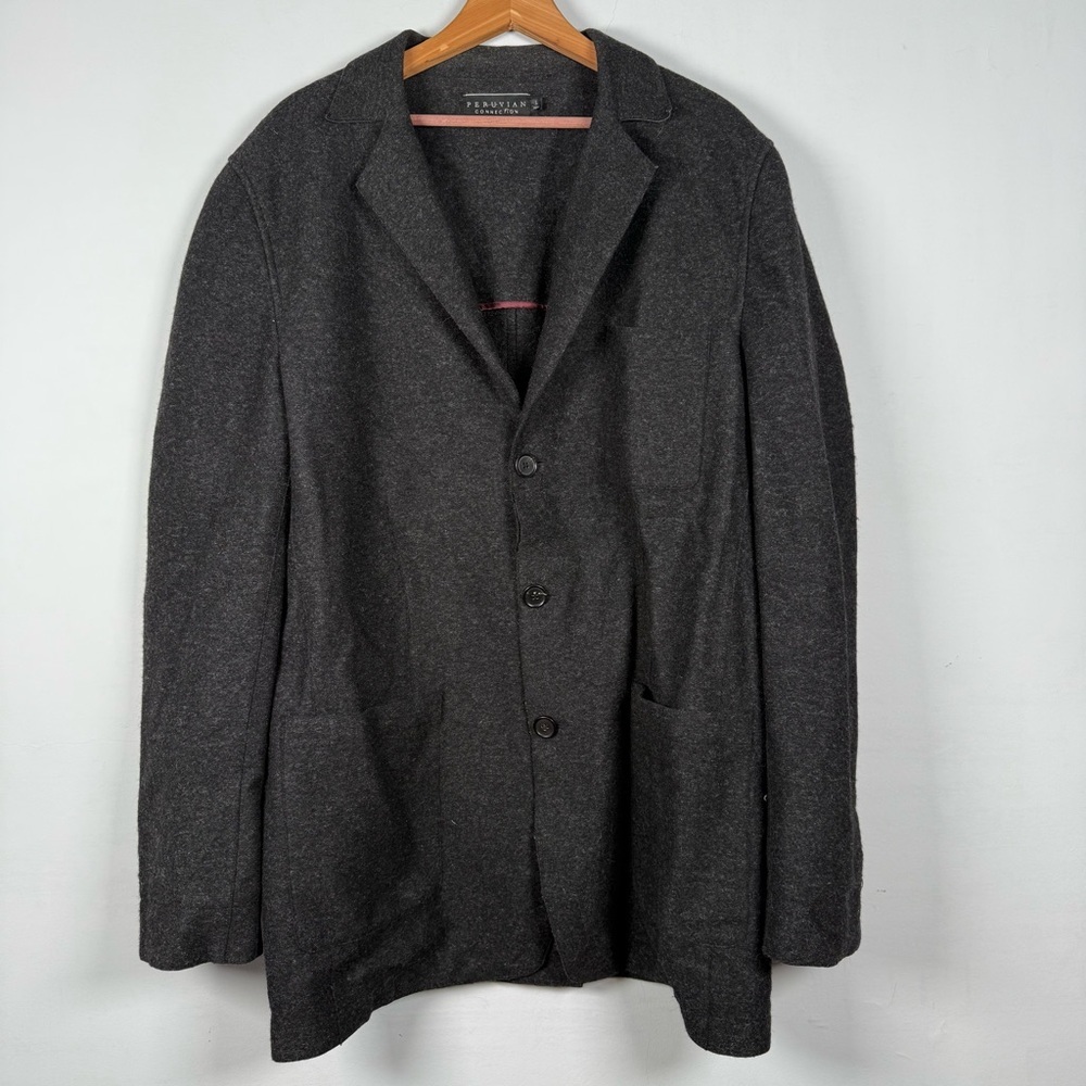 Peruvian Connection Wool/Alpaca  Charcoal Button Jacket, Size L
